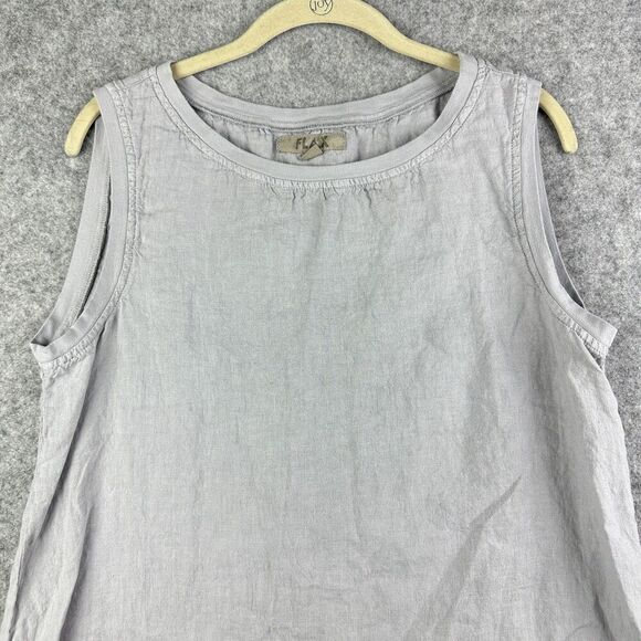 FLAX Linen Tunic Top Womens Small Gray Pockets Lagenlook Quiet Luxury Coastal - Picture 4 of 12